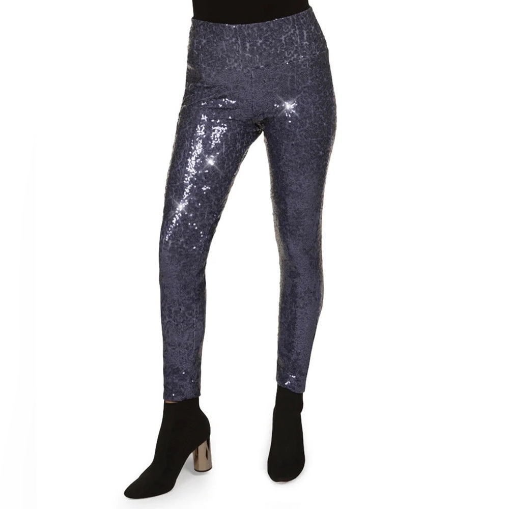 Tipsy Elves Blue Sequin Leggings Large Lined Stretch Party Holiday NWT